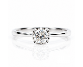 Годежен Пръстен Цвете 18К Бяло Злато с Диамант   Bloom Jewellery